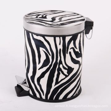 Zebra Design Pédale Pédale en cuir couvert Dustbin (A12-1901X)